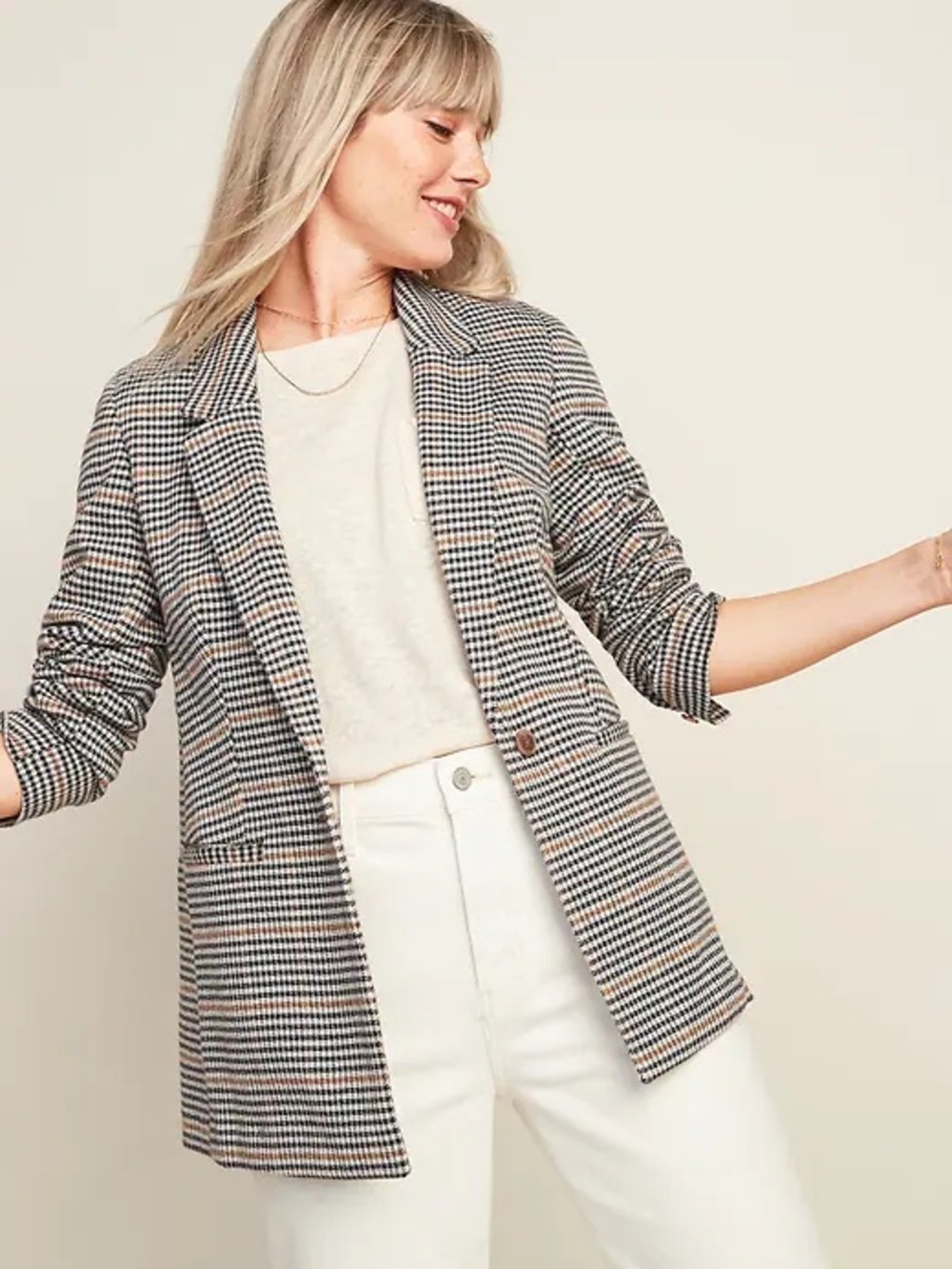 Old Navy Oversized Patterned Blazer, Houndstooth Business Jacket, XL Petite